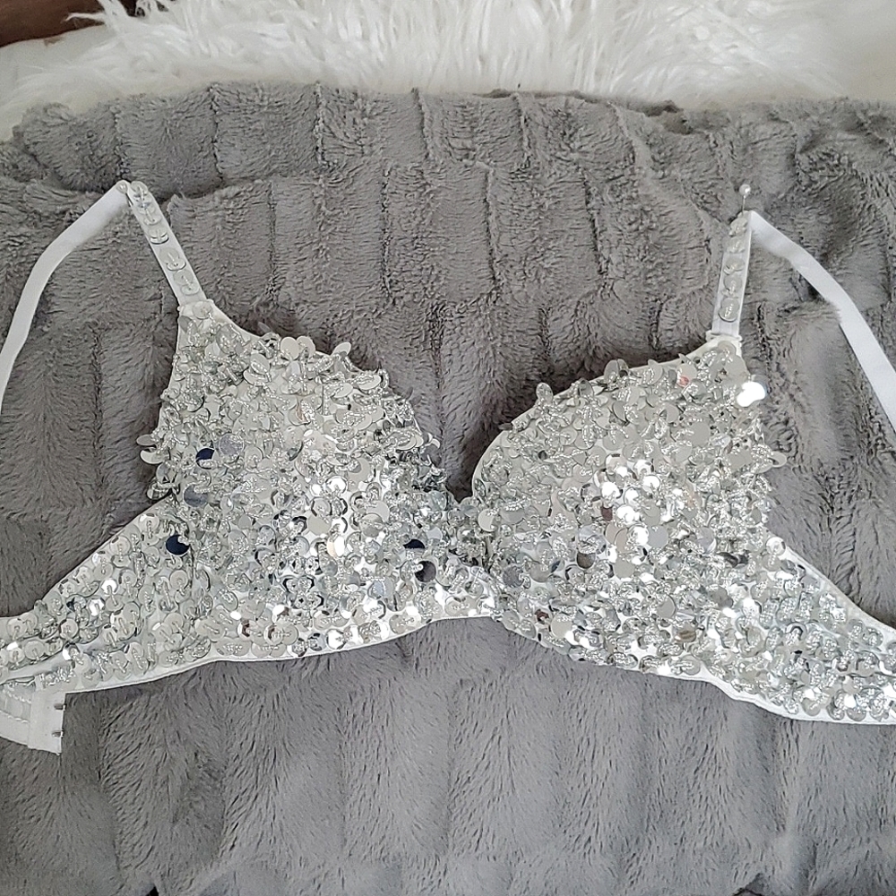 Bra Silver sequins Size 38